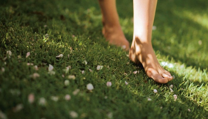 barefoot on grass
